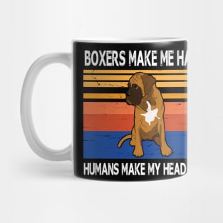 Boxers Make Me Happy Humans Make My Head Hurt Summer Holidays Christmas In July Vintage Retro Mug